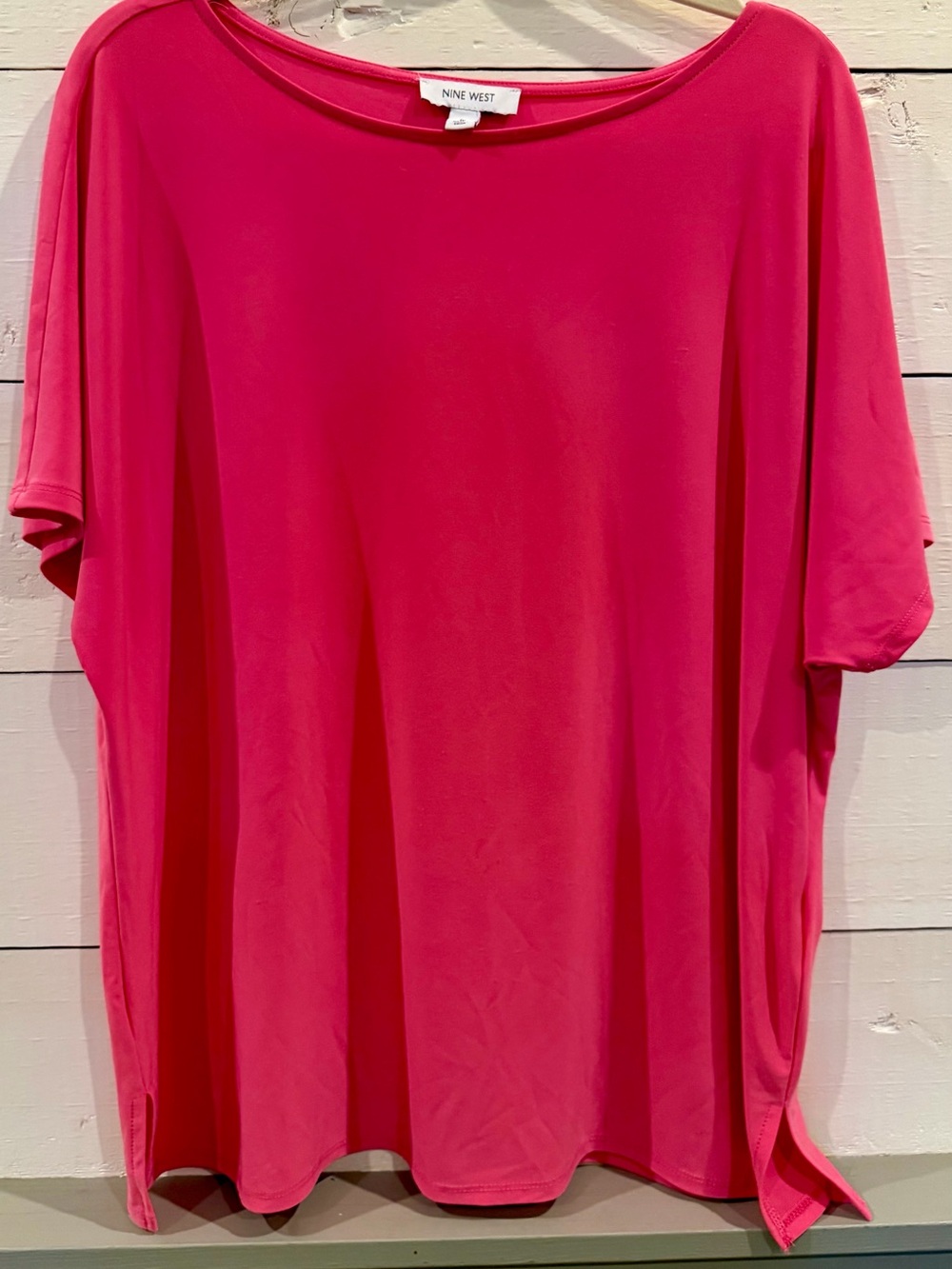 Nine West Women’s 1X Hot Pink Fuchsia Dolman Sleeve Blouse Top